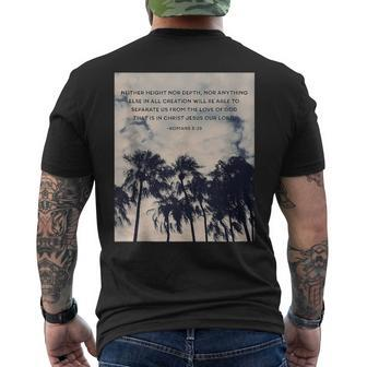 Romans 839 Neither Height Nor Depth Quotes Men's T-shirt Back Print | Mazezy