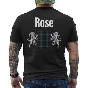 Rose Clan Scottish Name Coat Of Arms Tartan Mens Back Print T-shirt | Mazezy
