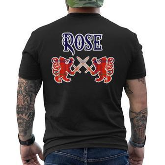 Rose Scottish Clan Kilt Lion Family Name Tartan Gifts For Lion Lovers Funny Gifts Mens Back Print T-shirt | Mazezy CA