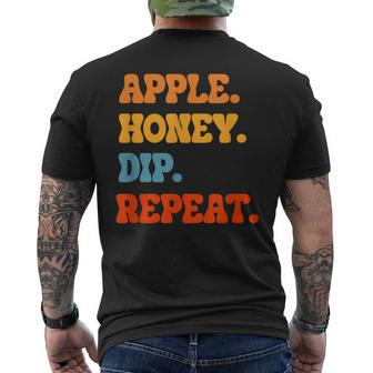 Rosh Hashanah Apple Honey Dip Repeat Jewish New Year Shofar Men's T-shirt Back Print | Mazezy