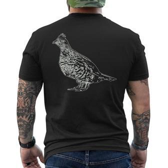 Ruffed Grouse Ornithology Birding Bird Lover Men's T-shirt Back Print | Mazezy