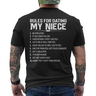 Rules Dating My Niece Overprotective Uncle Protective Men's T-shirt Back Print | Mazezy