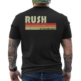 Rush Surname Funny Retro Vintage 80S 90S Birthday Reunion 90S Vintage Designs Funny Gifts Mens Back Print T-shirt | Mazezy