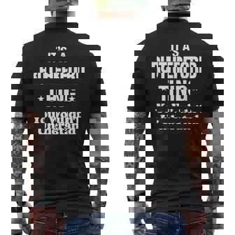 Rutherford Thing Name Family Reunion Funny Family Reunion Funny Designs Funny Gifts Mens Back Print T-shirt | Mazezy