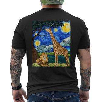 Safari Night Starry Night Zoo Animals Animal Art Safari Mens Back Print T-shirt | Mazezy