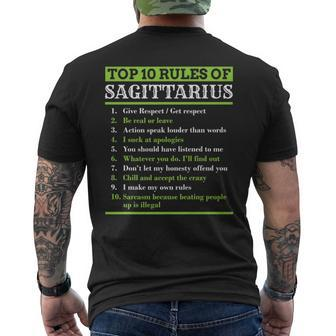Sagittarius Traits Horoscope Zodiac Sign Top 10 Rules Men's T-shirt Back Print | Mazezy DE