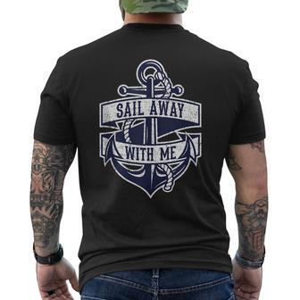 Sail Away With Me Vintage Anchor And Funny Quote Gift Mens Back Print T-shirt | Mazezy