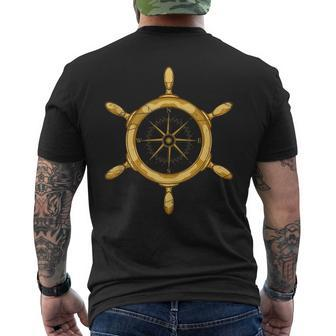 Sailor Captain Anchor Sring Wheel Sail Compass Sailing Mens Back Print T-shirt | Mazezy