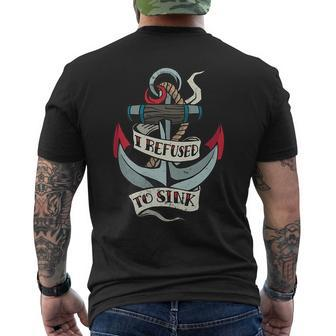 Sailor Quote Anchor Rope Sailboat Clothing Mens Back Print T-shirt | Mazezy
