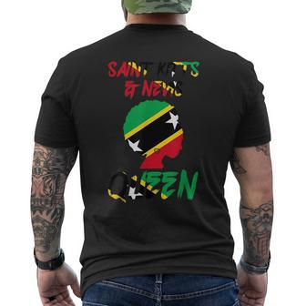 Saint Kitts & Nevis Queen St Kitts & Nevis Flag Afro Pride Mens Back Print T-shirt | Mazezy