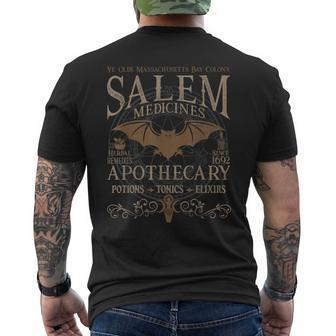 Salem Apothecary Herbalist Witch Wiccan Beige Bat Mens Back Print T-shirt - Seseable