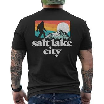 Salt Lake City Utah Bigfoot Mountains Men's T-shirt Back Print | Mazezy
