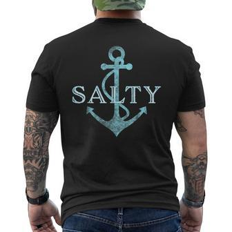 Salty Sailor Nautical Anchor Mens Back Print T-shirt | Mazezy