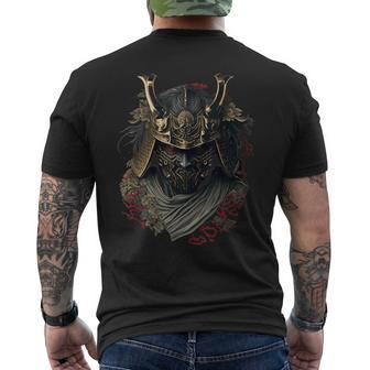 Samurai Helmet Warrior Bushido Oni Mask Japanese Culture Men's T-shirt Back Print - Seseable