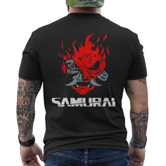 Samurai Japanese Demon Mask Edge Cyber Runners Punk Mens Back Print T-shirt - Seseable