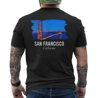 San Francisco California Bay Area Golden Gate Bridge Skyline Mens Back Print T-shirt | Mazezy