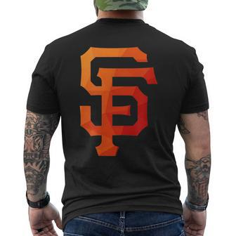 San Francisco Sf Orange Gradient Baseball Inspired San Francisco Funny Gifts Mens Back Print T-shirt | Mazezy