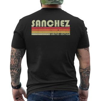 Sanchez Surname Funny Retro Vintage 80S 90S Birthday Reunion Sanchez Funny Gifts Mens Back Print T-shirt | Mazezy