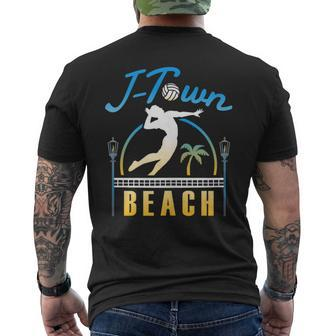 Sand Volleyball Sunset In J-Town Men's T-shirt Back Print | Mazezy AU