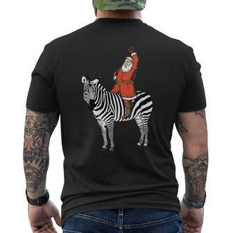 Santa Clause On A Zebra Ugly Christmas Sweater Men's T-shirt Back Print | Mazezy