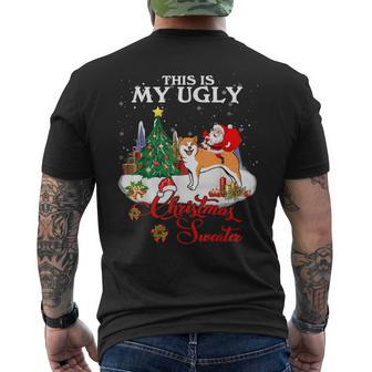 Santa Riding Akita This Is My Ugly Christmas Sweater Men's T-shirt Back Print - Monsterry AU
