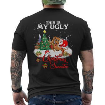 Santa Riding Dachshund This Is My Ugly Christmas Sweater Men's T-shirt Back Print - Monsterry UK