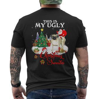 Santa Riding Pug This Is My Ugly Christmas Sweater Men's T-shirt Back Print - Monsterry