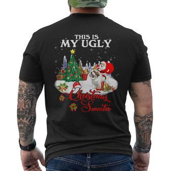 Santa Riding Shih Tzu This Is My Ugly Christmas Sweater Men's T-shirt Back Print - Monsterry