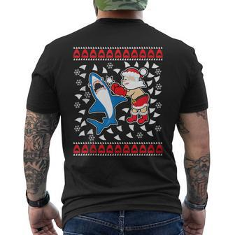 Santa Vs Shark Ugly Christmas Sweater Men's T-shirt Back Print | Mazezy