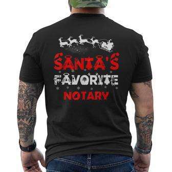 Santas Favorite Notary Funny Job Xmas Gifts  Men's Crewneck Short Sleeve Back Print T-shirt