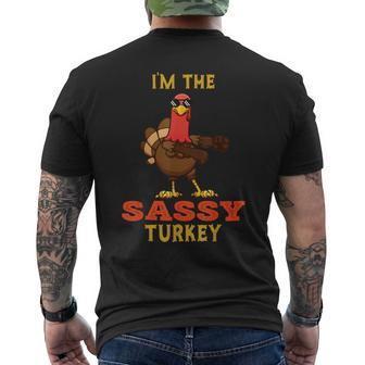Sassy Turkey Matching Family Group Thanksgiving Men's T-shirt Back Print | Mazezy