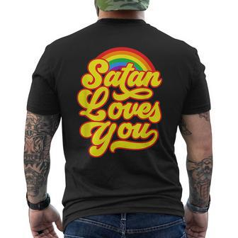 Satan Loves You Lgbt Gay Pride Mens Back Print T-shirt | Mazezy