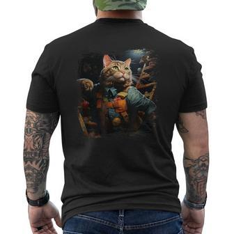 Saucy Suphalak Cat Chutes & Ladders Novelty Men's T-shirt Back Print | Mazezy