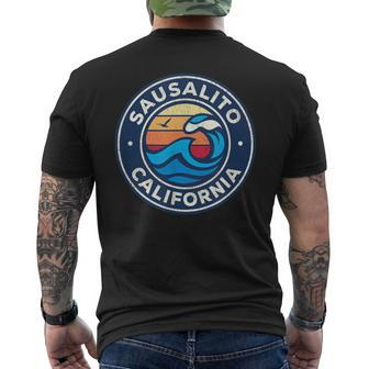 Sausalito California Ca Vintage Nautical Waves Men's T-shirt Back Print | Mazezy