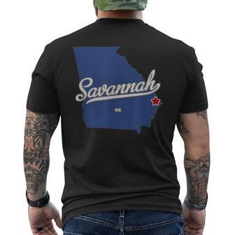 Savannah Georgia Ga Map Men's T-shirt Back Print | Mazezy DE
