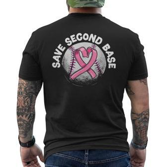 Save 2Nd Base Baseball Player Breast Cancer Awareness Men's T-shirt Back Print - Monsterry DE