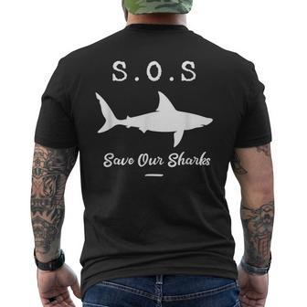 Save Our Sharks Gift For Conservationists Animal Lovers Mens Back Print T-shirt - Thegiftio UK