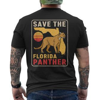 Save The Florida Panther Retro Wildlife Cougar Mens Back Print T-shirt - Seseable