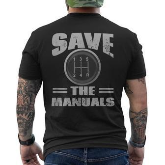 Save The Manuals | Funny Car Manual Shifting Mens Back Print T-shirt | Mazezy CA