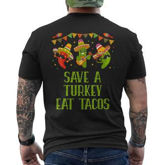 Save A Turkey Eat Tacos Thanksgiving Taco Lover Turkey Day Men's T-shirt Back Print - Thegiftio UK