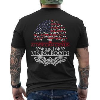 Scandinavian American Pride Yggdrasil Usa Flag Nordic Viking Mens Back Print T-shirt | Mazezy