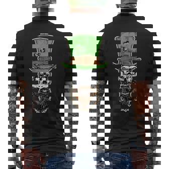 Scary Bearded Leprechaun Skull St Patrick Day Distressed Mens Back Print T-shirt | Mazezy