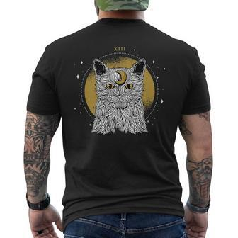 Scary Creepy Hairy Kitty Moon Astrology Mens Back Print T-shirt | Mazezy
