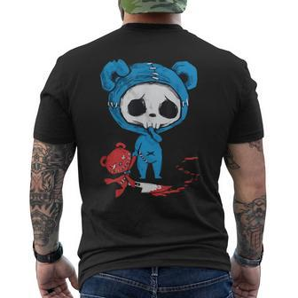 Scary Skeleton With Bloody Voodoo Doll Bear Fairy Grunge Alt Men's T-shirt Back Print | Mazezy