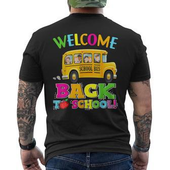 School Bus Welcome Back To School First Day Of School Bus Gifts Mens Back Print T-shirt | Mazezy