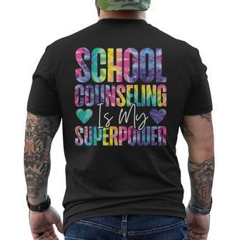 School Counselor Tie Dye School Counseling Is My Superpower Men's T-shirt Back Print - Seseable