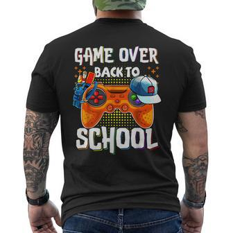 Back To School Game Over First Day Of School Gamer Men's T-shirt Back Print | Mazezy