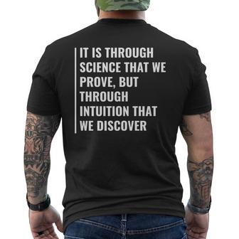 Science Prove Intuition Discover Intuition Quote Men's T-shirt Back Print | Mazezy