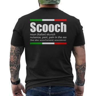 Scooch Italian Slang English Meaning Funny Sayings Italy Mens Back Print T-shirt | Mazezy