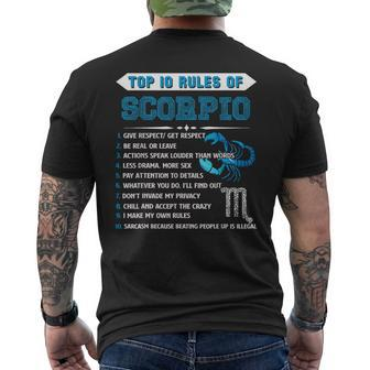 Scorpio Zodiac Birthday Top 10 Rules Of Scorpio Men's T-shirt Back Print | Mazezy UK